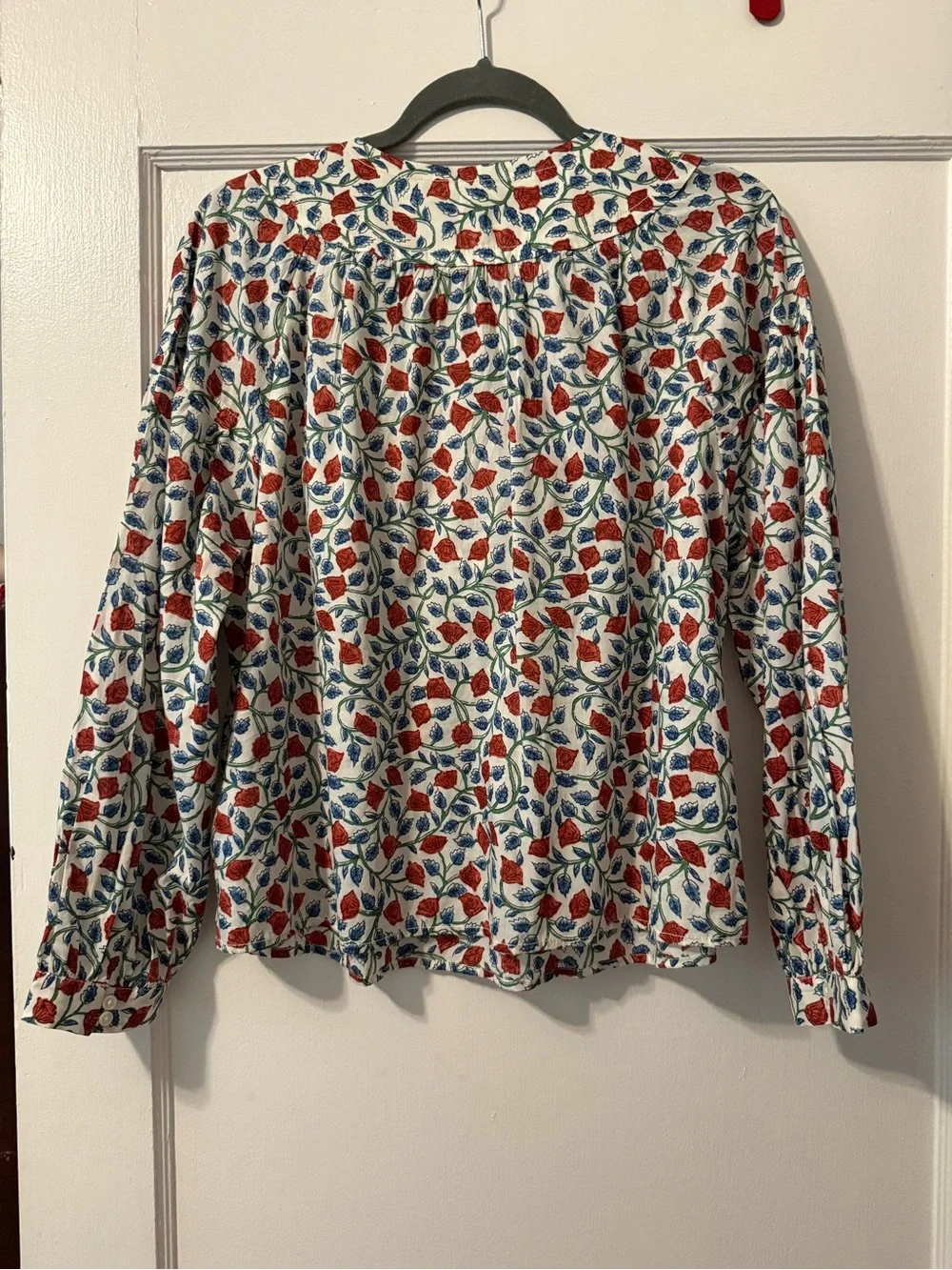 J. Crew White Floral Button-Front Peasant Blouse NWT